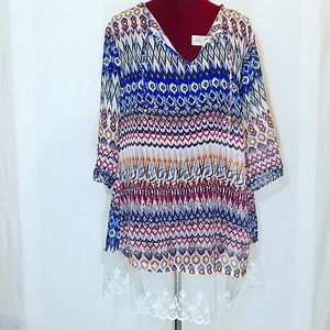 Swim Cover Up, Boho & Lace Trimmed Dress
